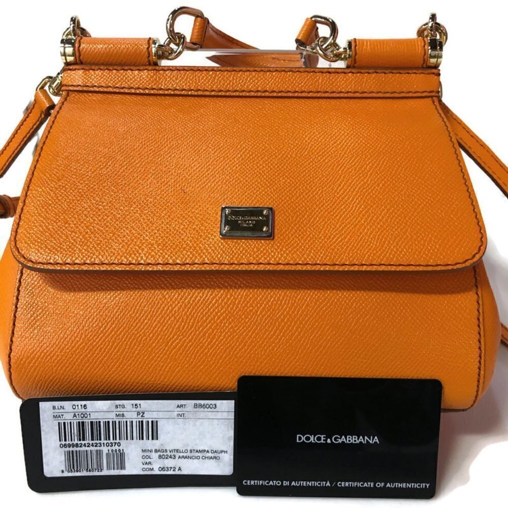 Dolce & Gabbana Orange Mini Sicily Stampa Satchel